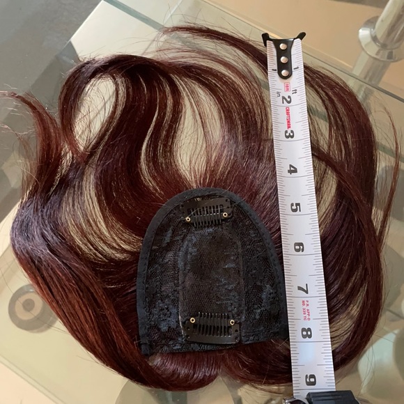 NWT auburn 100% human hair topper center parting dark brown red - Picture 6 of 16